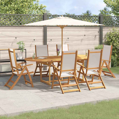 9 Piece Garden Dining Set Solid Wood Acacia and Textilene