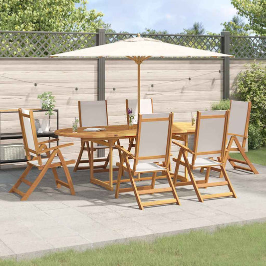 9 Piece Garden Dining Set Solid Wood Acacia and Textilene