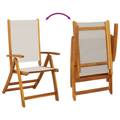 7 Piece Garden Dining Set Solid Wood Acacia and Textilene