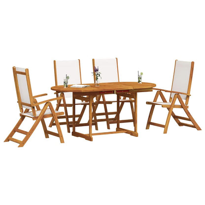 5 Piece Garden Dining Set Solid Wood Acacia and Textilene