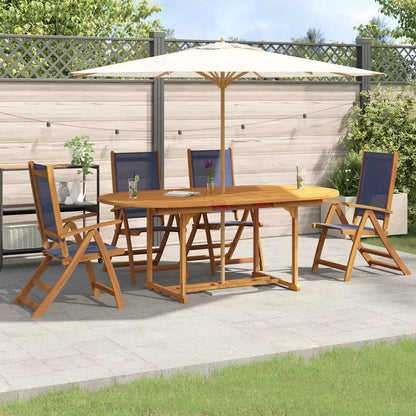 5 Piece Garden Dining Set Solid Wood Acacia and Textilene