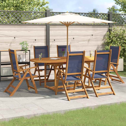 7 Piece Garden Dining Set Solid Wood Acacia and Textilene