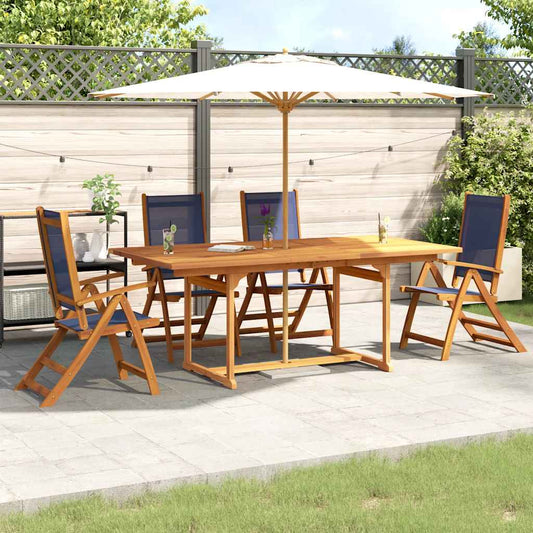 5 Piece Garden Dining Set Solid Wood Acacia and Textilene