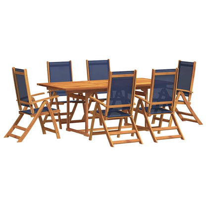 7 Piece Garden Dining Set Solid Wood Acacia and Textilene