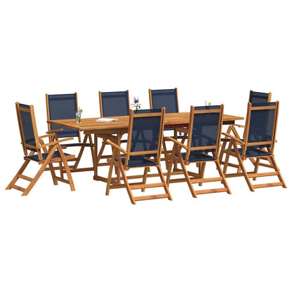 9 Piece Garden Dining Set Solid Wood Acacia and Textilene