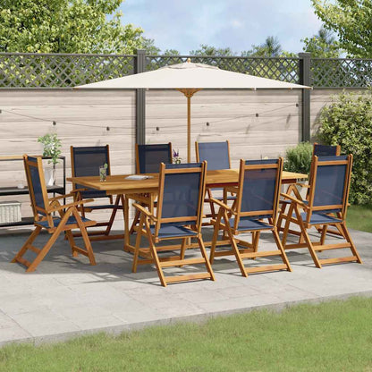 9 Piece Garden Dining Set Solid Wood Acacia and Textilene