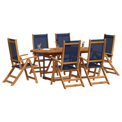 7 Piece Garden Dining Set Solid Wood Acacia and Textilene