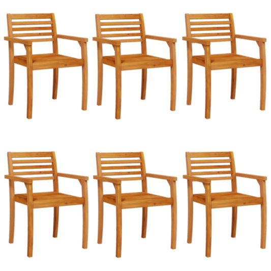 Garden Chair | Set of 6 | Natural Acacia | Solid Acacia wood | Standard