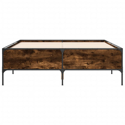Bed Frame without Mattress Smoked Oak 160x200 cm