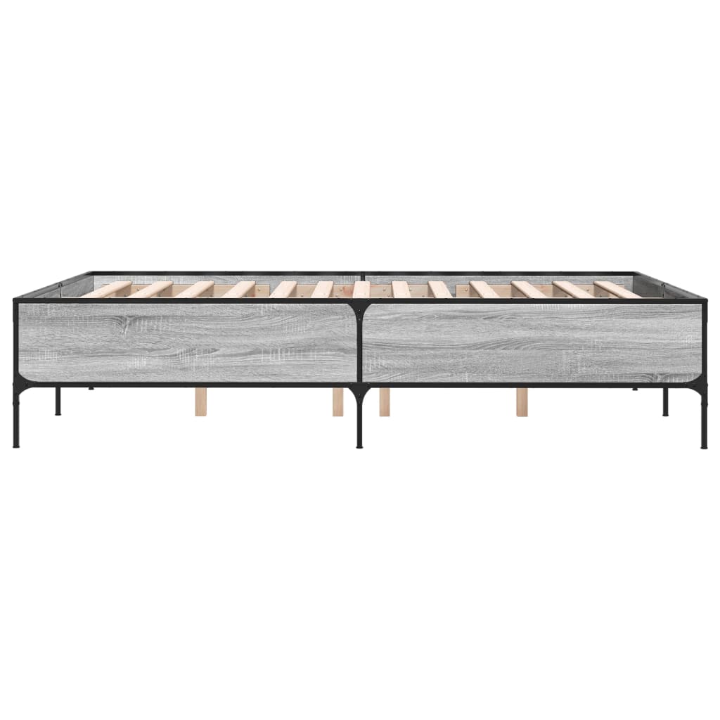 Bed Frame without Mattress Grey Sonoma 150x200 cm King Size