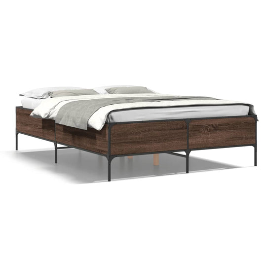 Bed Frame without Mattress Brown Oak 150x200 cm King Size