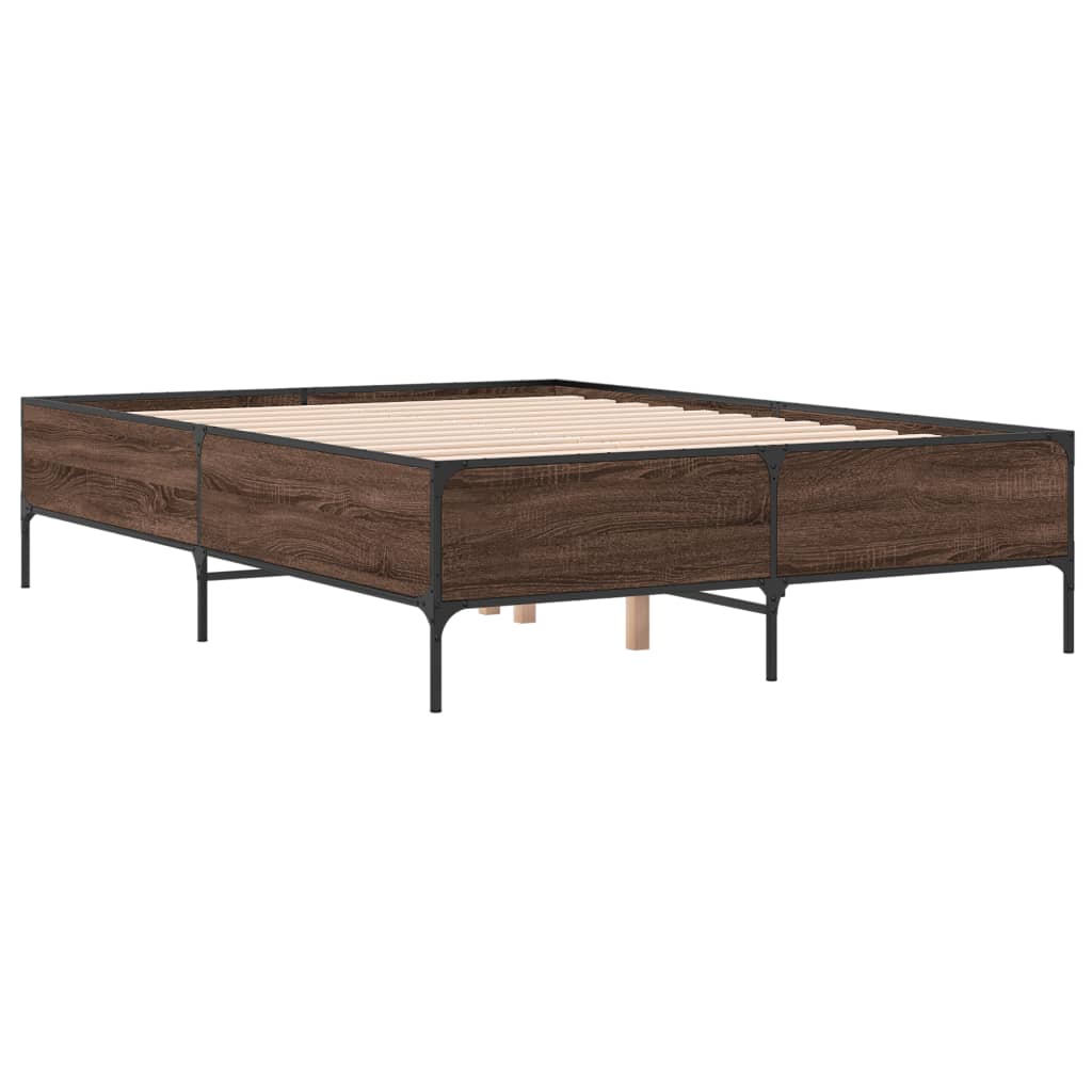 Bed Frame without Mattress Brown Oak 150x200 cm King Size