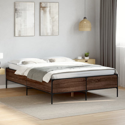 Bed Frame without Mattress Brown Oak 150x200 cm King Size