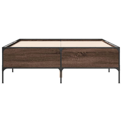 Bed Frame without Mattress Brown Oak 140x200 cm