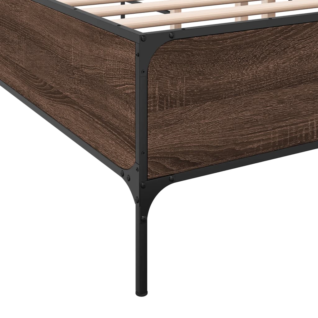 Bed Frame without Mattress Brown Oak 140x200 cm