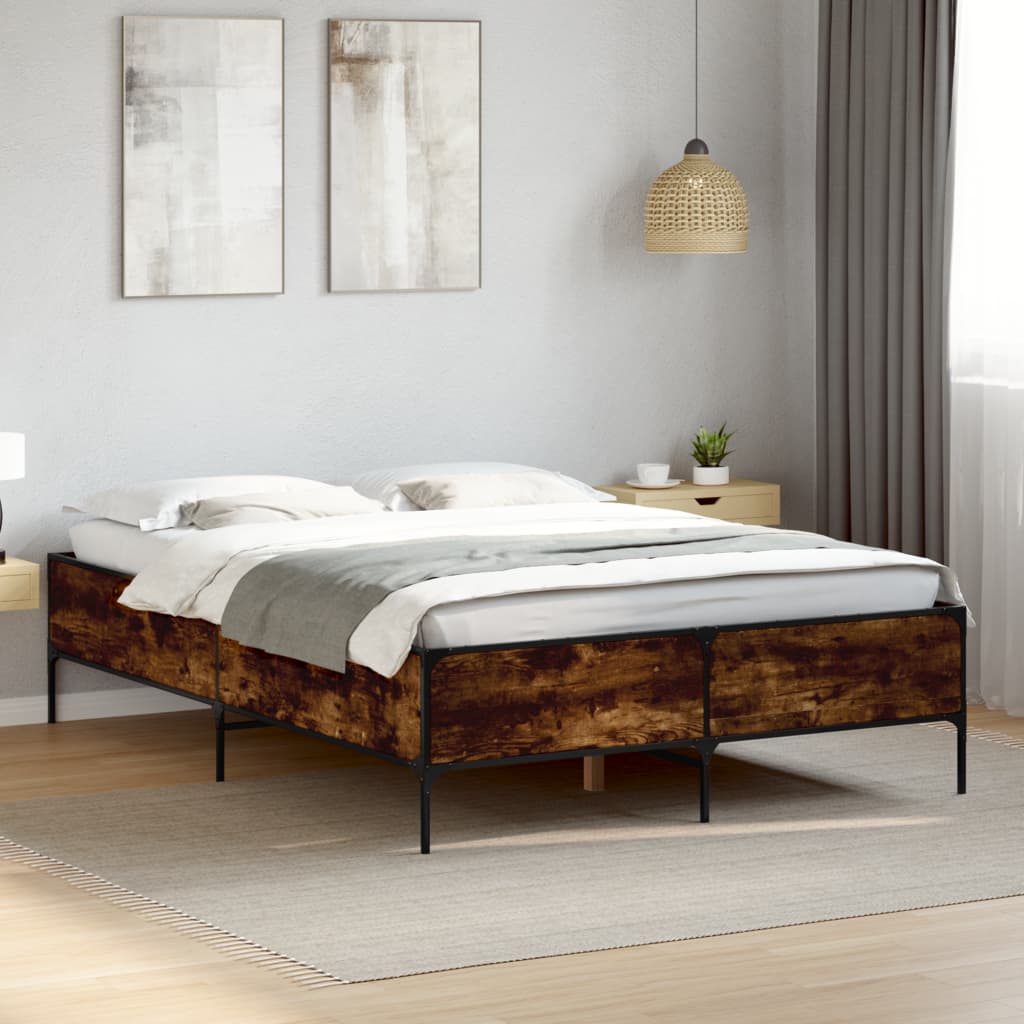 Bed Frame without Mattress Smoked Oak 120x200 cm