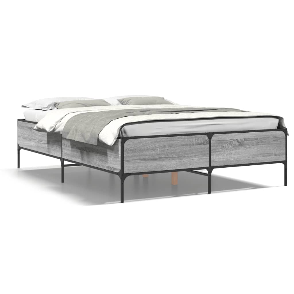Bed Frame without Mattress Grey Sonoma 120x200 cm