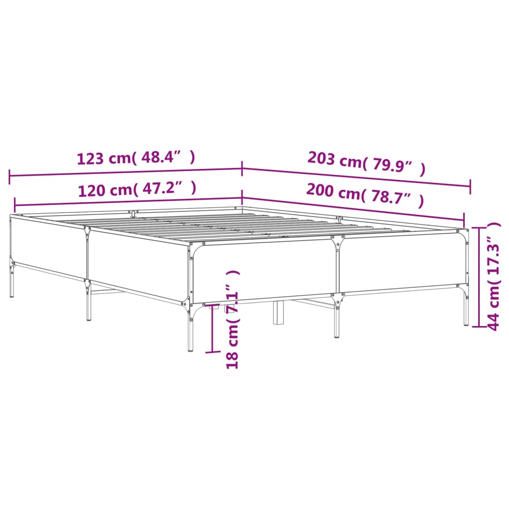 Bed Frame without Mattress Brown Oak 120x200 cm