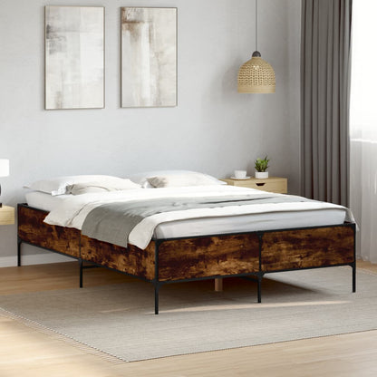 Bed Frame without Mattress Smoked Oak 140x190 cm