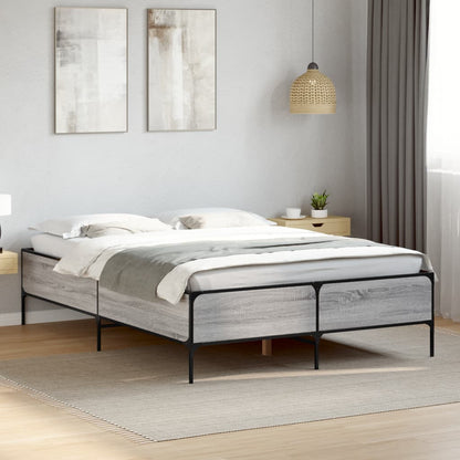 Bed Frame without Mattress Grey Sonoma 140x190 cm