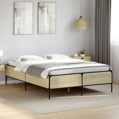 Bed Frame without Mattress Sonoma Oak 135x190 cm Double