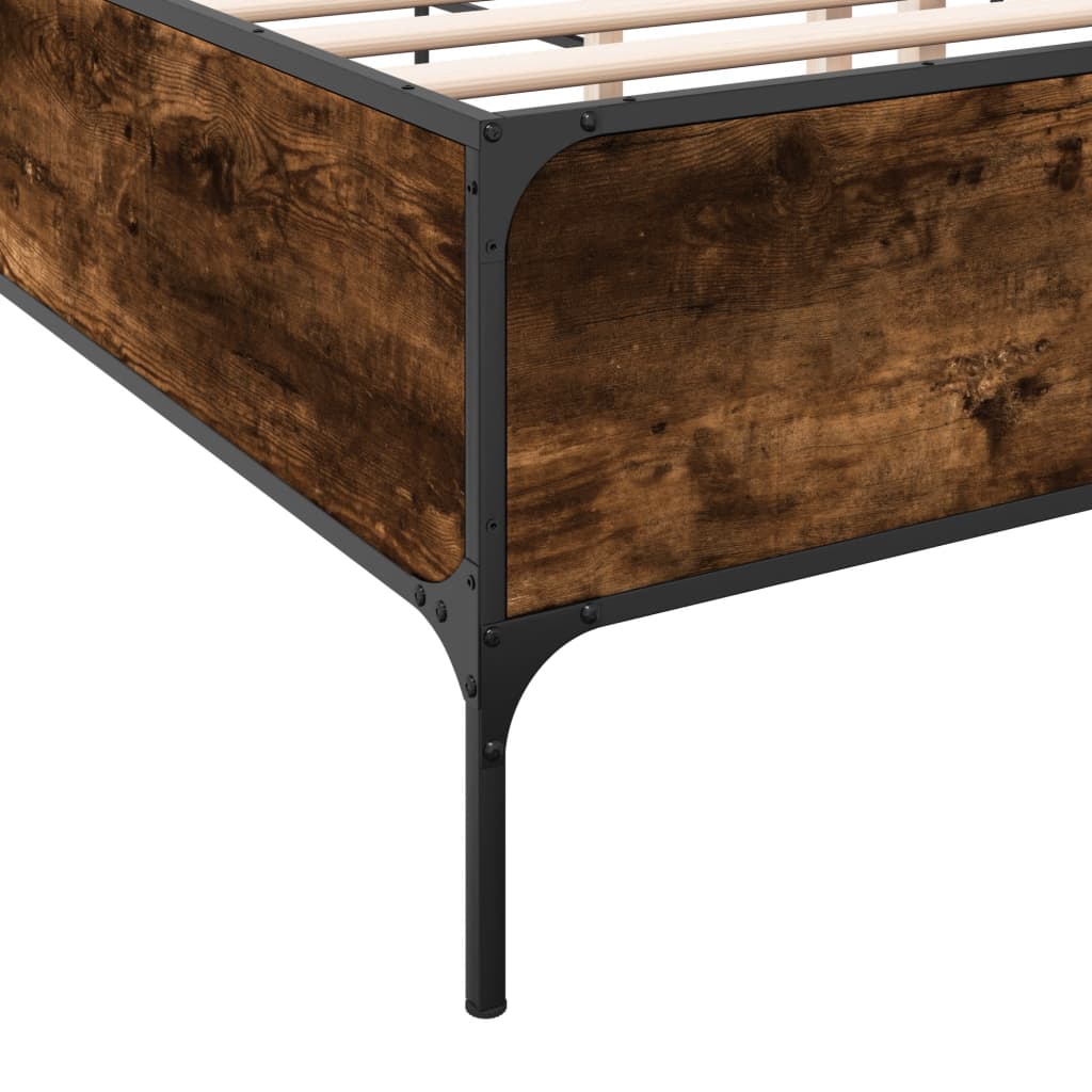 Bed Frame without Mattress Smoked Oak 135x190 cm Double