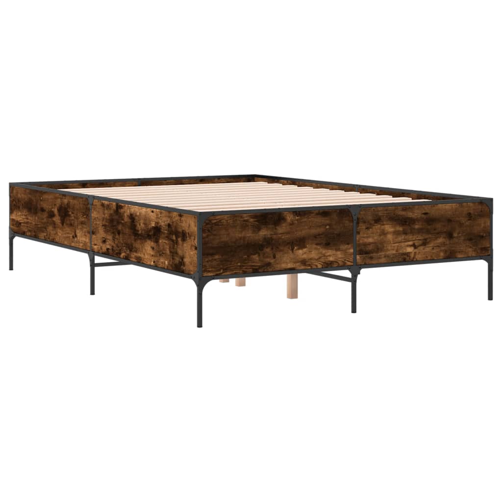 Bed Frame without Mattress Smoked Oak 120x190 cm Small Double