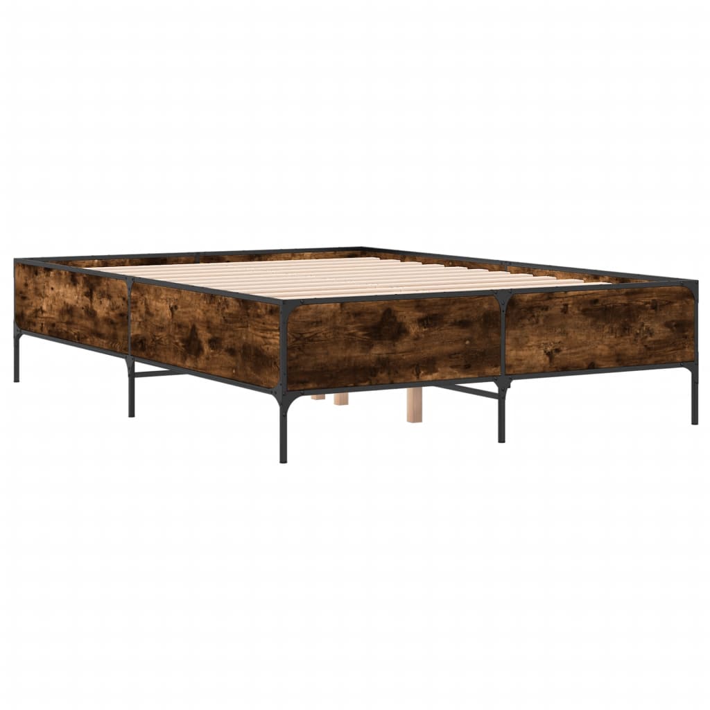 Bed Frame without Mattress Smoked Oak 120x190 cm Small Double