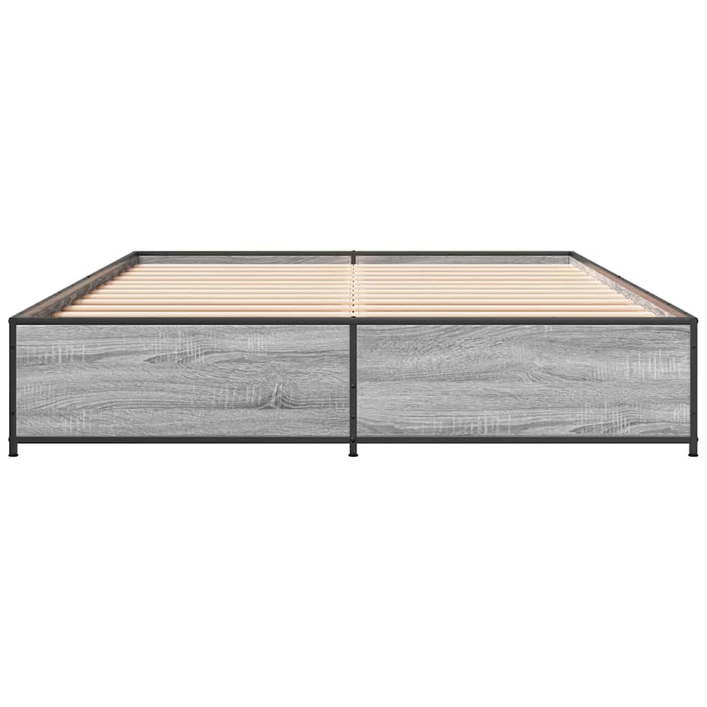 Bed Frame without Mattress Grey Sonoma 150x200 cm King Size