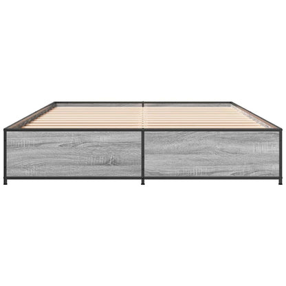 Bed Frame without Mattress Grey Sonoma 150x200 cm King Size