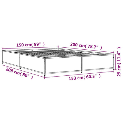Bed Frame without Mattress Grey Sonoma 150x200 cm King Size