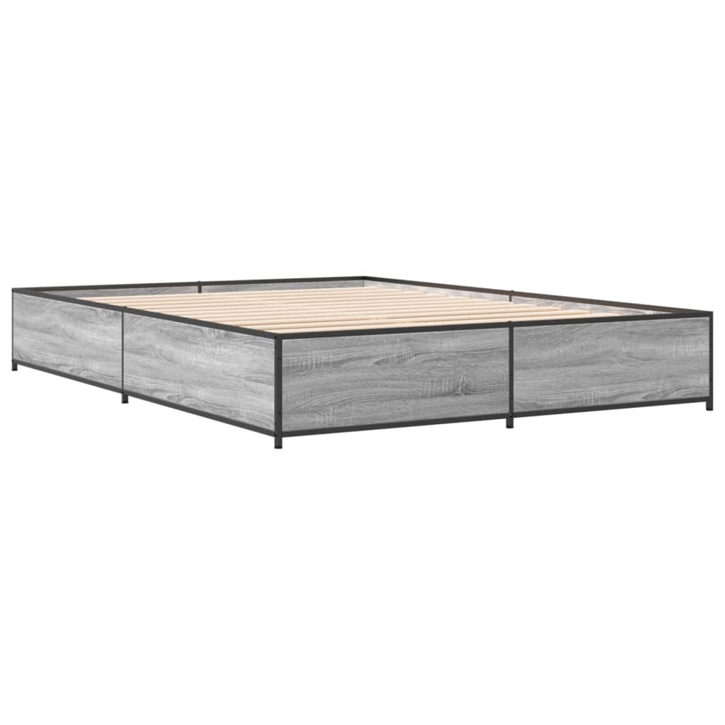 Bed Frame without Mattress Grey Sonoma 135x190 cm Double