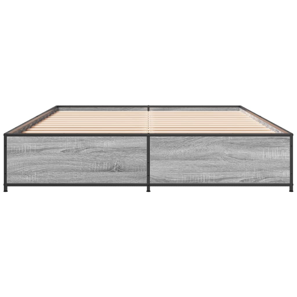 Bed Frame without Mattress Grey Sonoma 135x190 cm Double