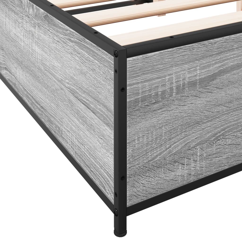 Bed Frame without Mattress Grey Sonoma 135x190 cm Double