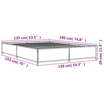 Bed Frame without Mattress Grey Sonoma 135x190 cm Double