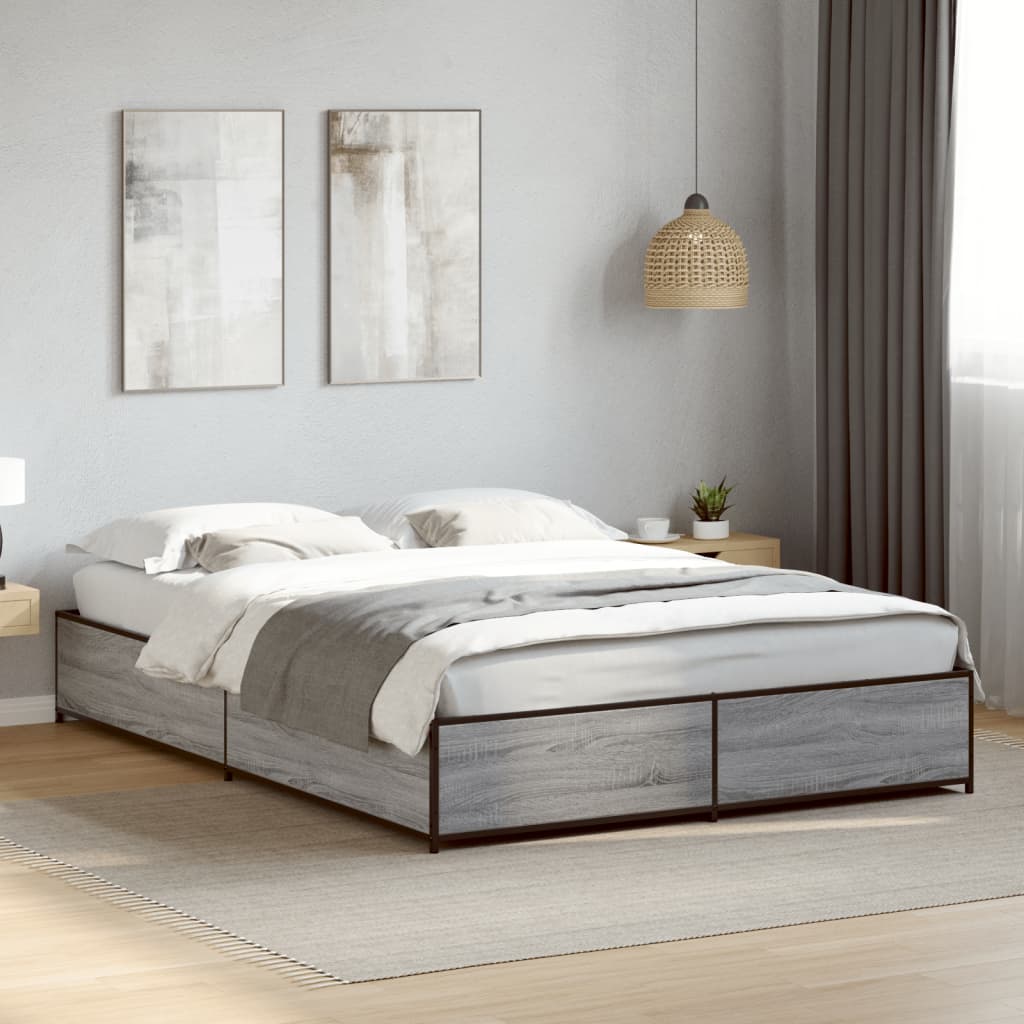 Bed Frame without Mattress Grey Sonoma 120x190 cm Small Double