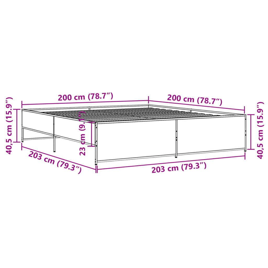 Bed Frame without Mattress Black 200x200 cm