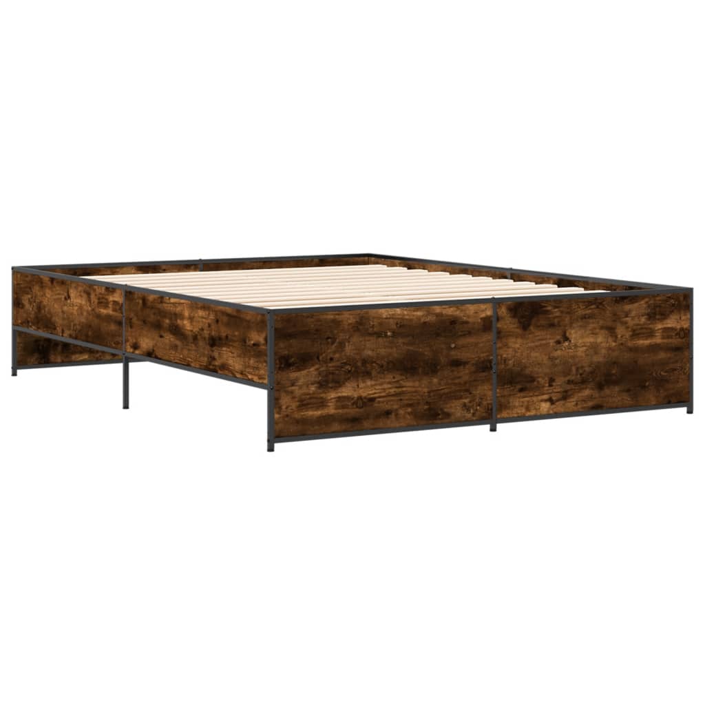 Bed Frame without Mattress Smoked Oak 140x200 cm