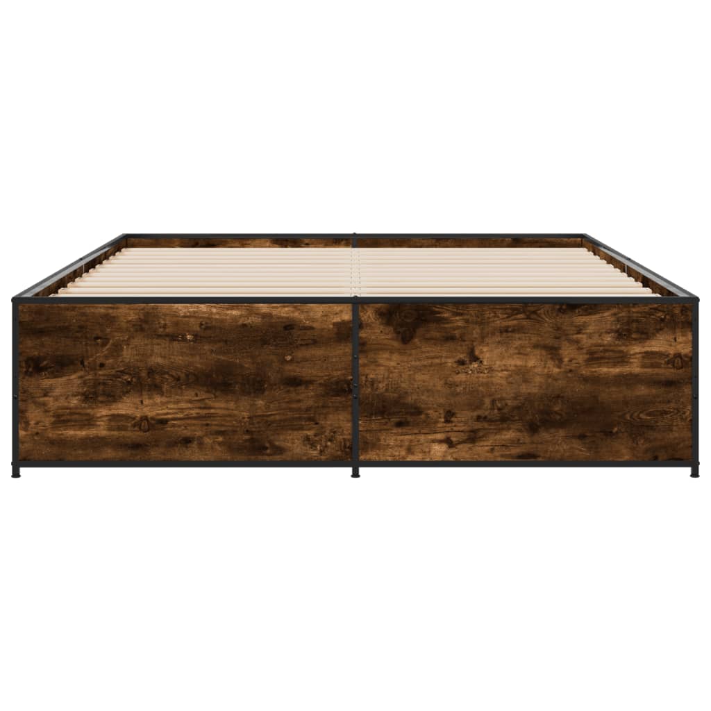 Bed Frame without Mattress Smoked Oak 140x200 cm