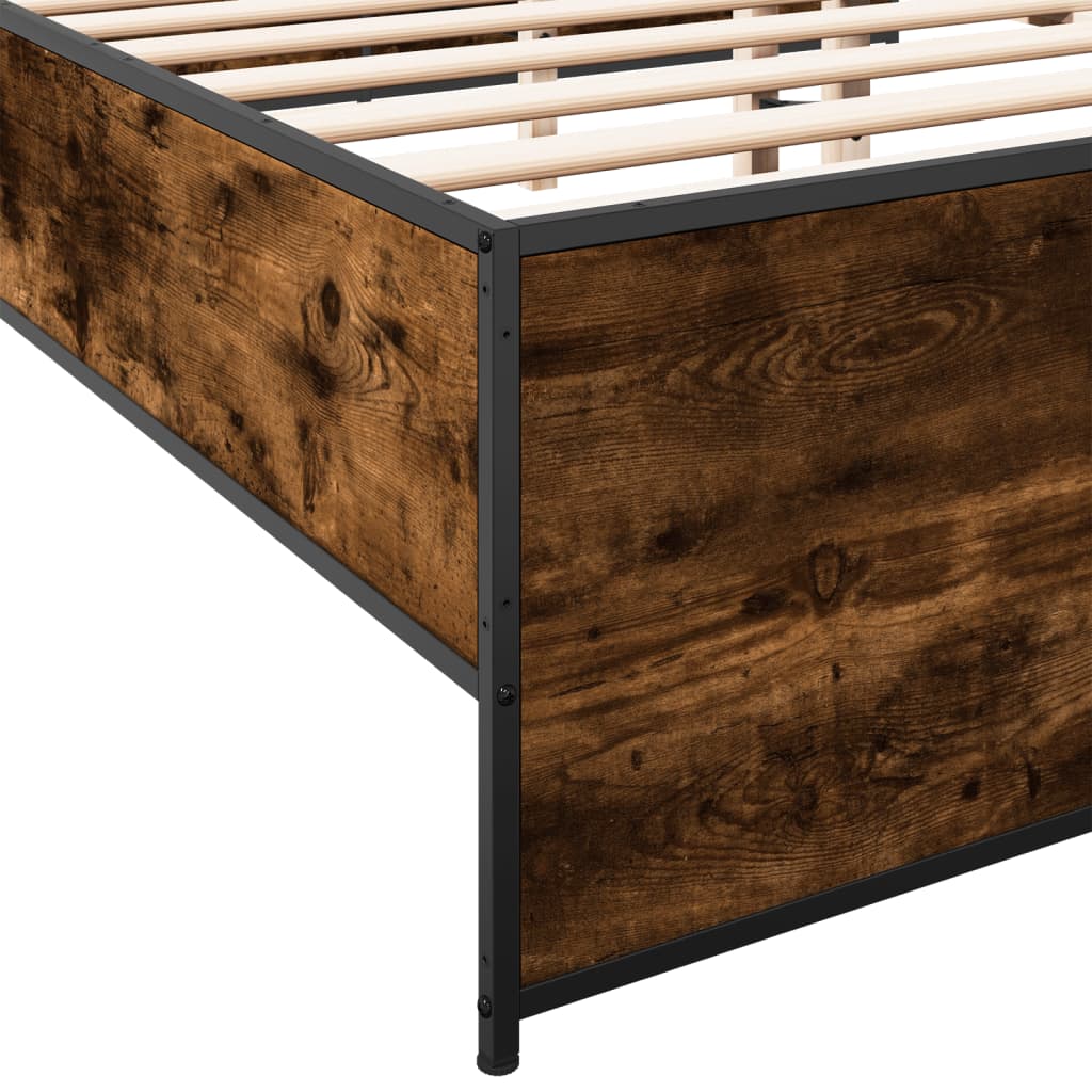 Bed Frame without Mattress Smoked Oak 140x200 cm