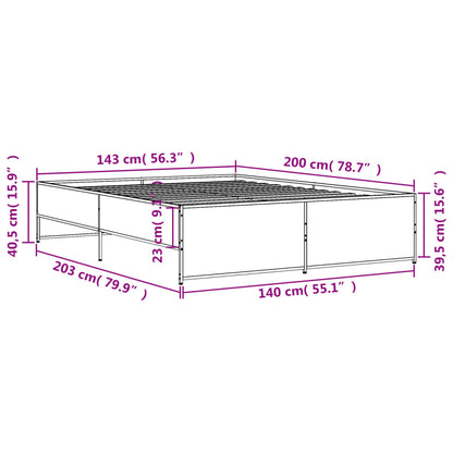 Bed Frame without Mattress Smoked Oak 140x200 cm