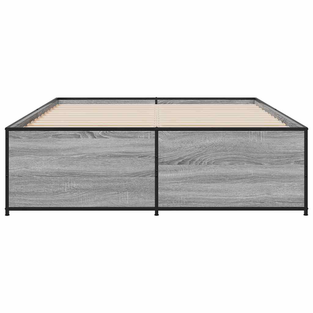 Bed Frame without Mattress Grey Sonoma 140x190 cm