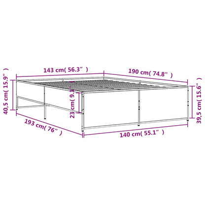 Bed Frame without Mattress Grey Sonoma 140x190 cm
