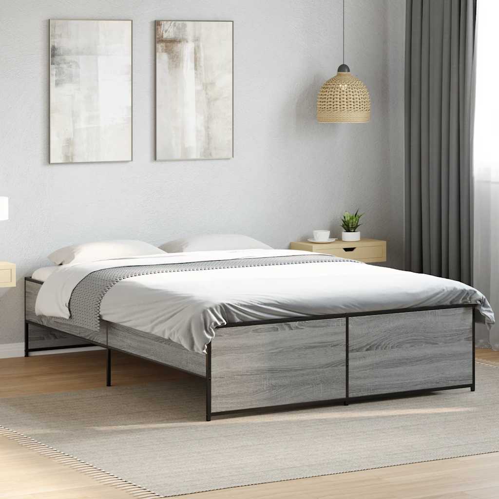 Bed Frame without Mattress Grey Sonoma 140x190 cm