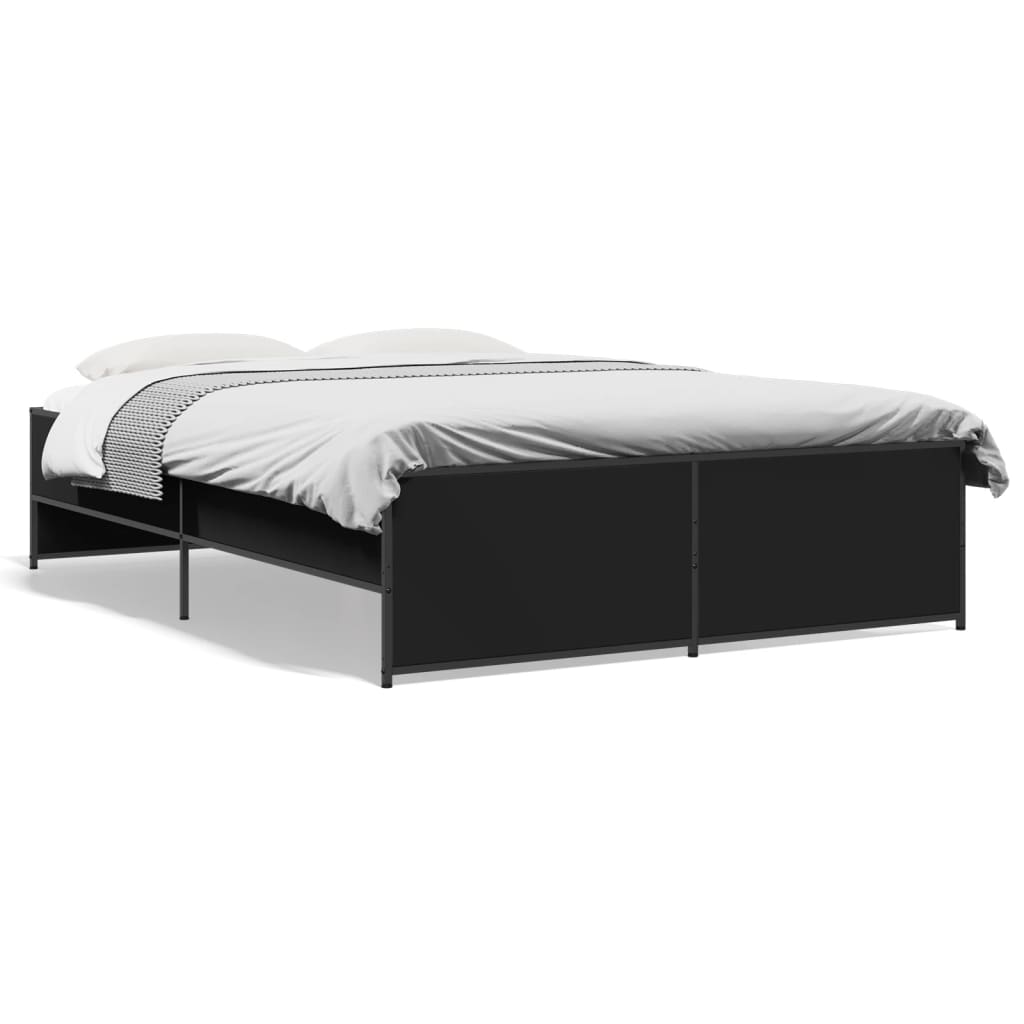 Bed Frame | Black | Engineered wood and steel | Double | Modern