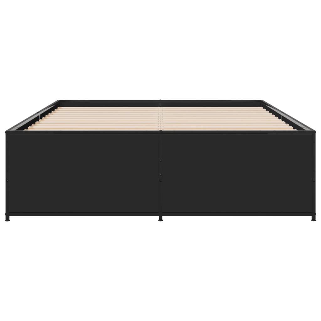 Bed Frame | Black | Engineered wood and steel | Double | Modern