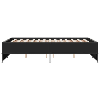 Bed Frame | Black | Engineered wood and steel | Double | Modern