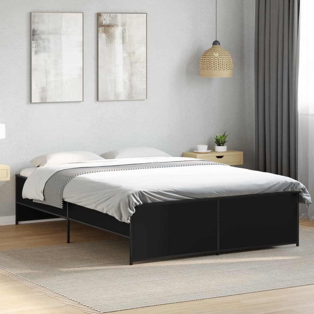 Bed Frame | Black | Engineered wood and steel | Double | Modern