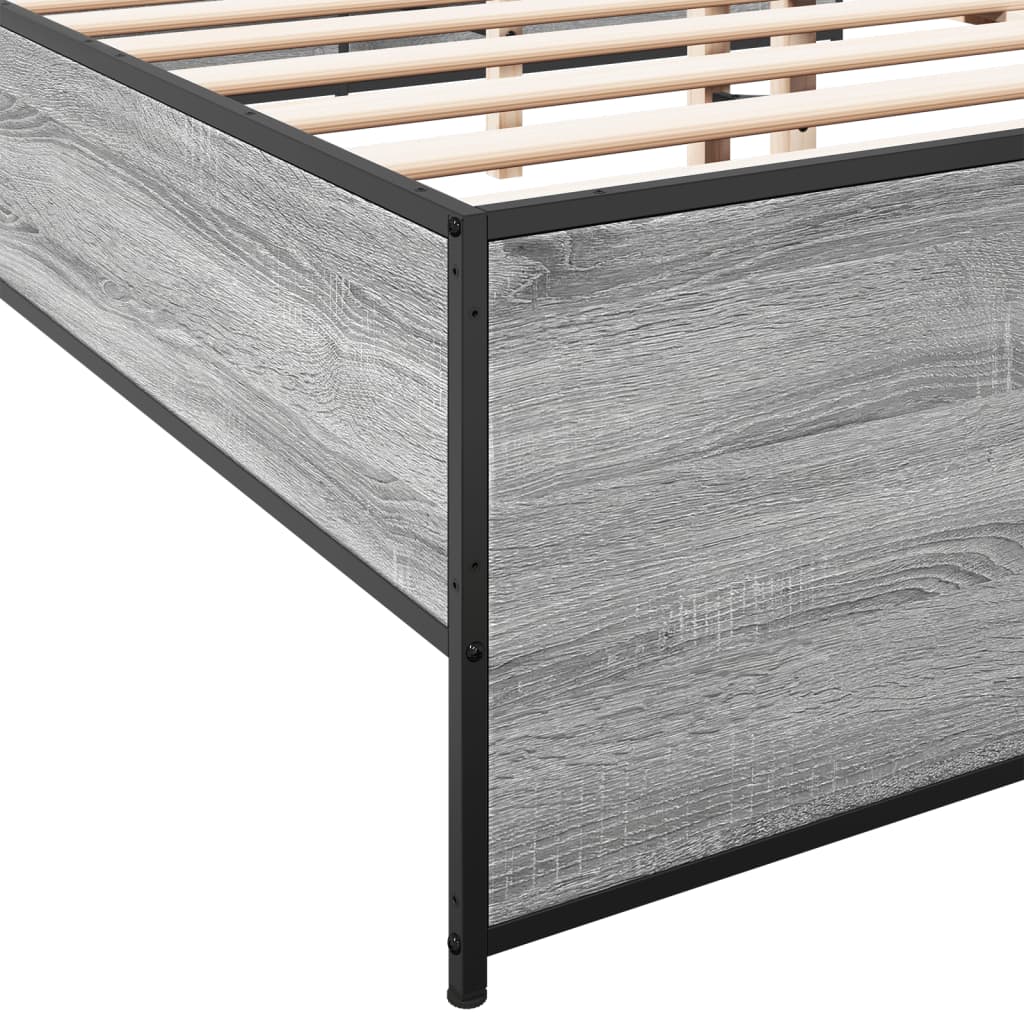 Bed Frame without Mattress Grey Sonoma 120x190 cm Small Double