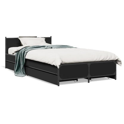 Bed Frame with Drawers without Mattress Black 75x190 cm Small Single